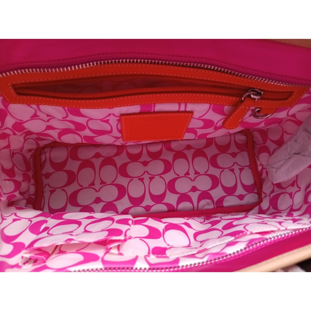 Y2K Hot Pink Hamptons Tote Orange Trim Chocolate Brown Accents Never Carried - Picture 11 of 12